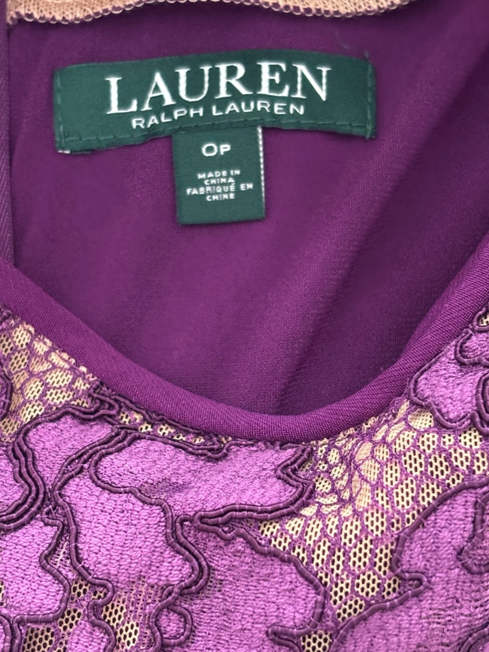 Lauren Ralph Lauren Melia Floral Lace Sheath Dress - Plum Purple Size 0P - Picture 10 of 11